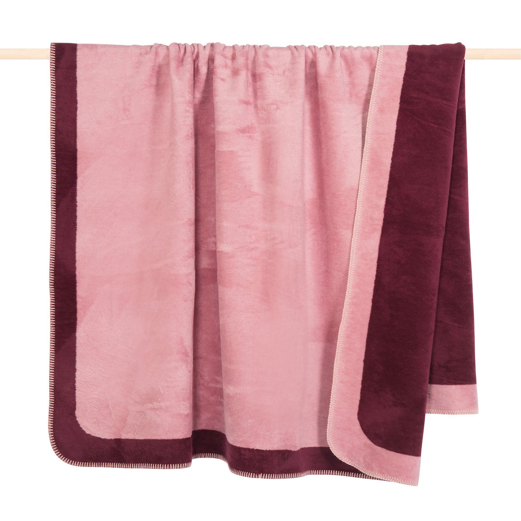 Wohndecke pad Wohndecke - Maica - 150 x 200 cm - Wendedecke zweifarbig - mit farbiger Umkettelung - kuschelweich - waschbar, PAD Pink