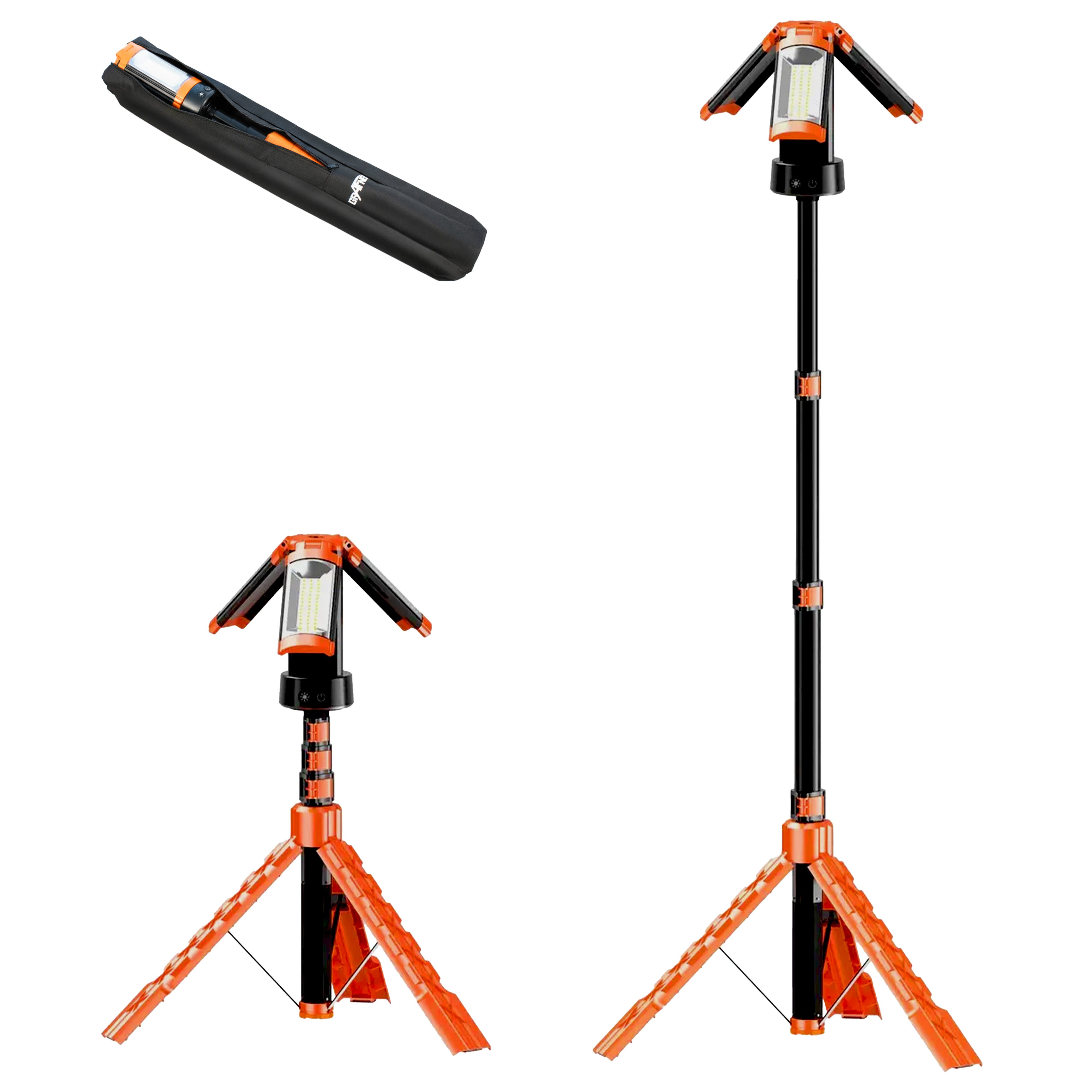 Grafner LED Baustrahler Grafner Akku Baustrahler Arbeitslampe LED mit Stativ, LED fest integriert, Akkubetrieb, LED