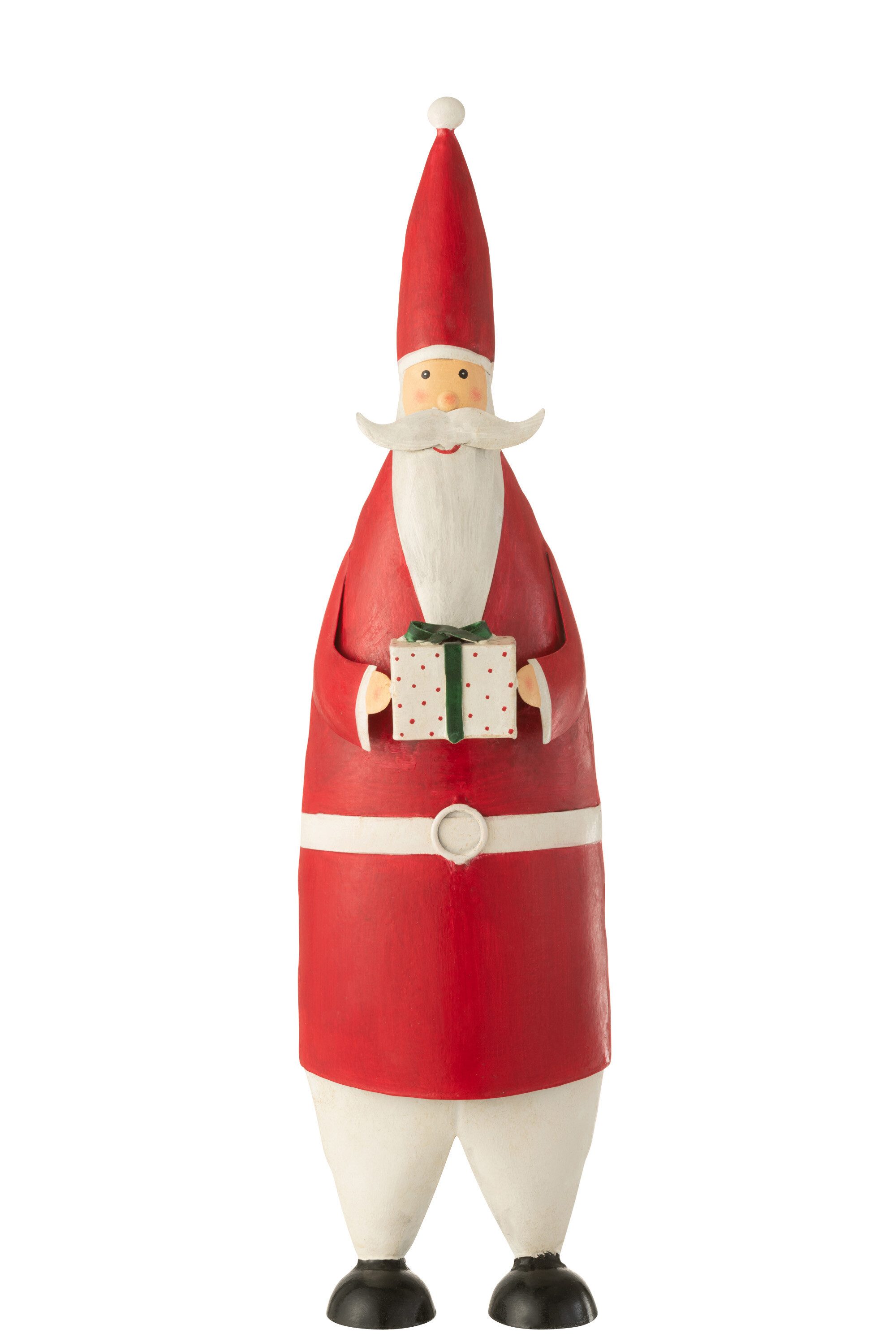 Weihnachtsfigur Figur Weihnachtsmann mit Geschenk bunt Metall Nikolaus