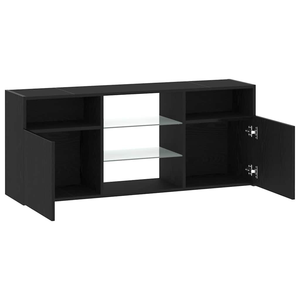 vidaXL TV-Schrank TV-Schrank mit LED-Leuchten Schwarz Eichen-Optik 120x30x50 cm (1-St)