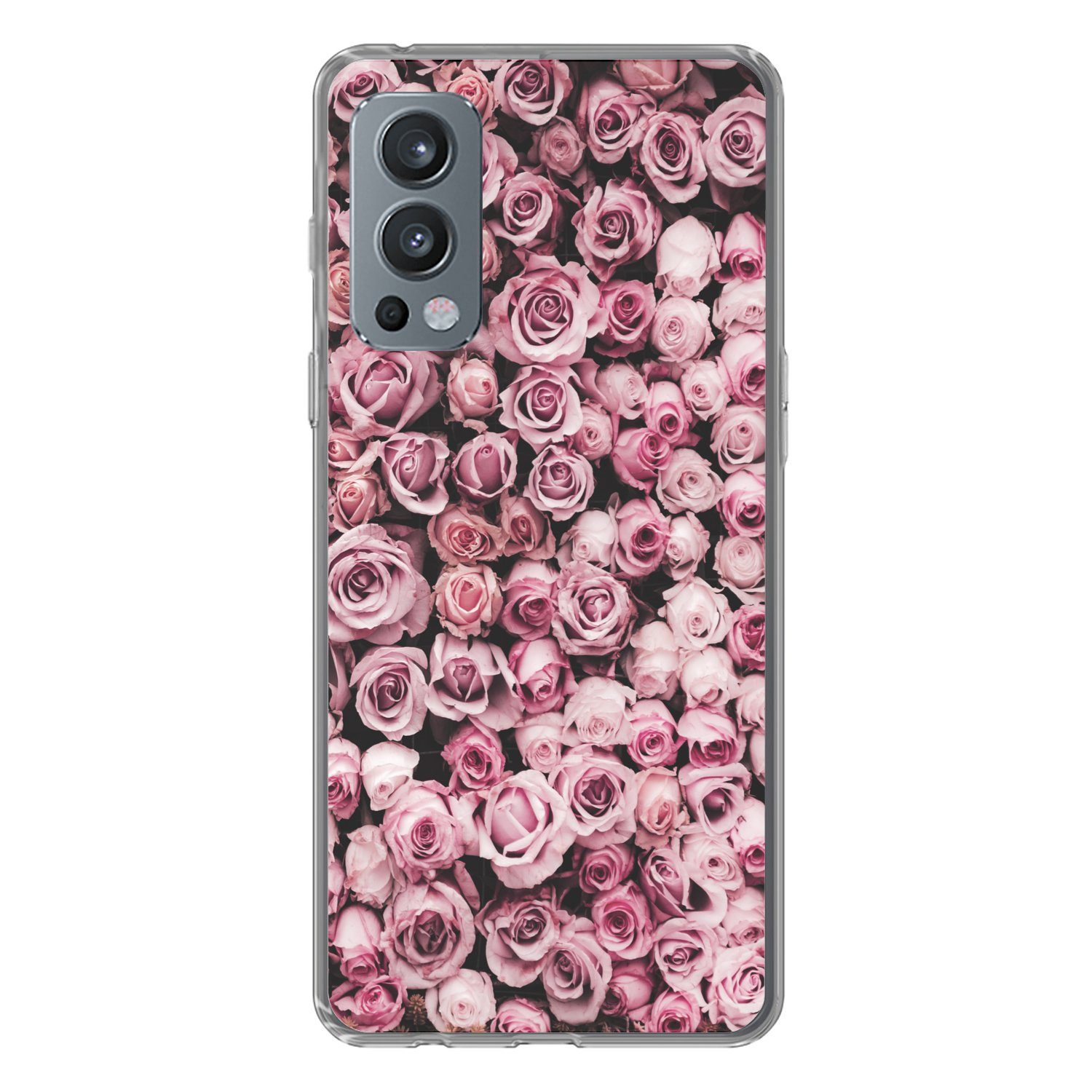 MuchoWow Handyhülle für OnePlus Nord 2 5G Blumen - Rosen - Natur - Rosa - Botanisch, Phone Case, Silikon, Schutzhülle Dünn
