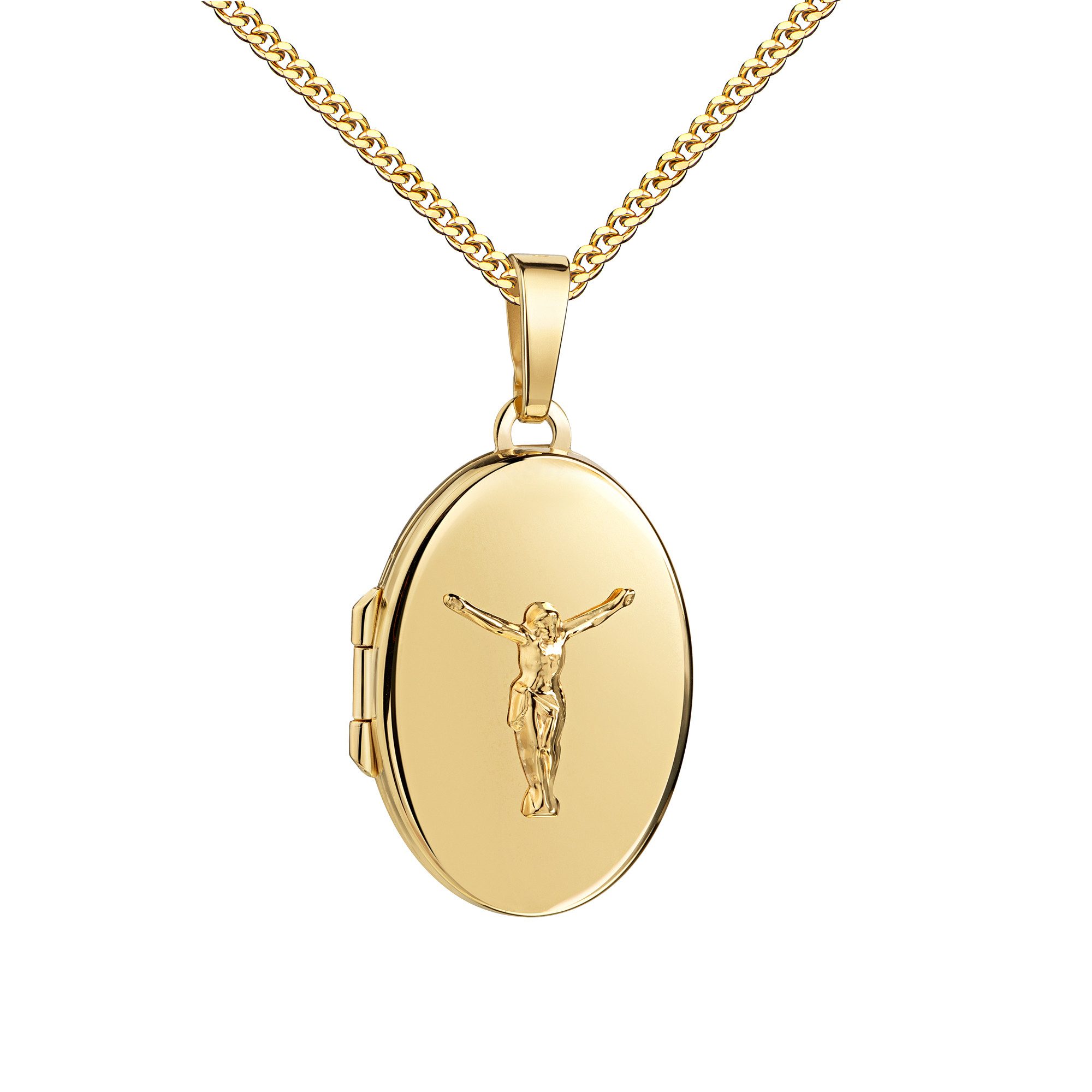 Kettenanhänger Medaillon Gold 585 zum Öffnen Ornament-JESUS Anhänger Made in Germany