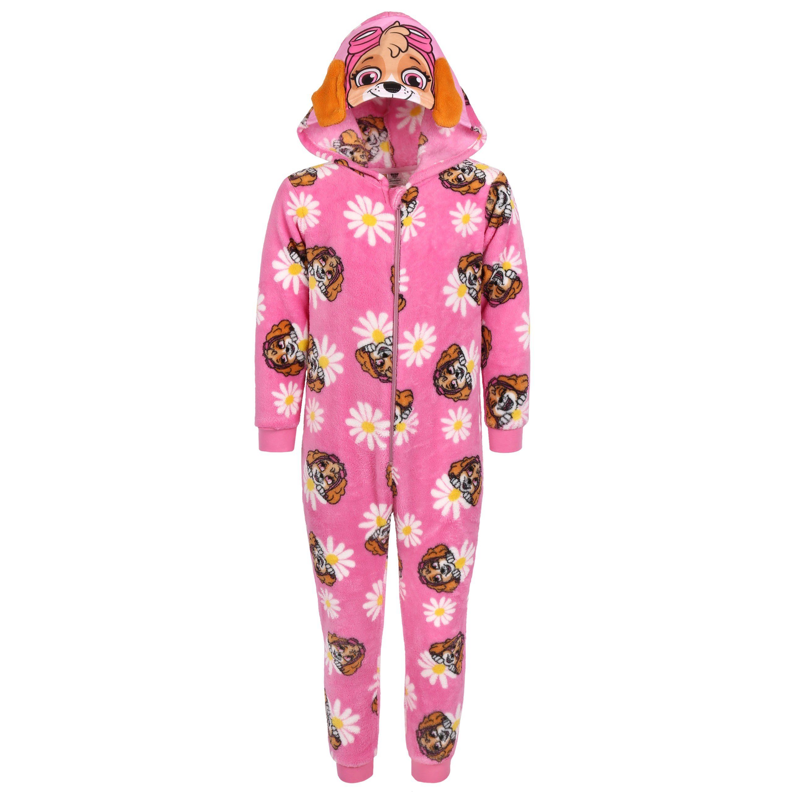 Schlafanzug Paw Patrol Skye - Rosa Kinder Fleece-Einteiler mit Kapuze, 3-4 Jahre
