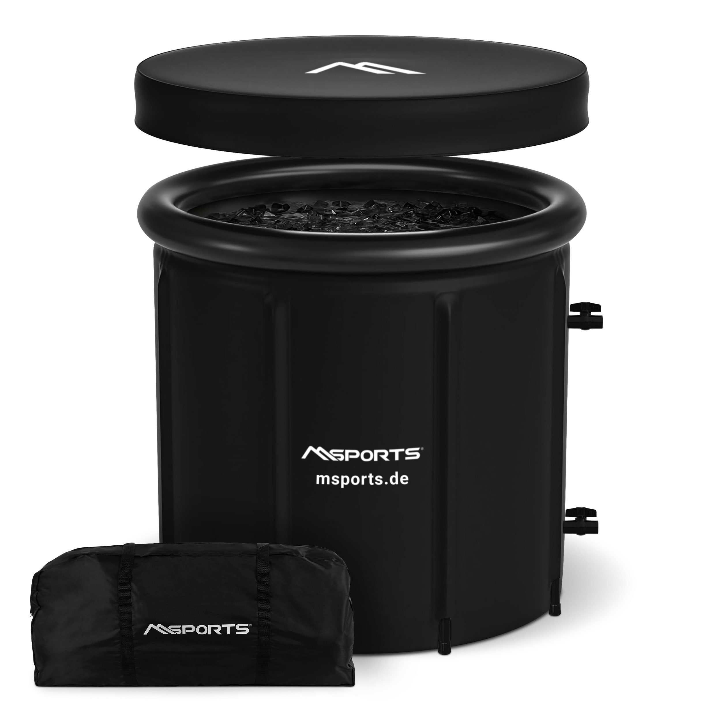 MSports® Eiseimer Eisbad Premium 80 cm inkl. Tasche, Thermodeckel, Luftpumpe, Kopfkissen