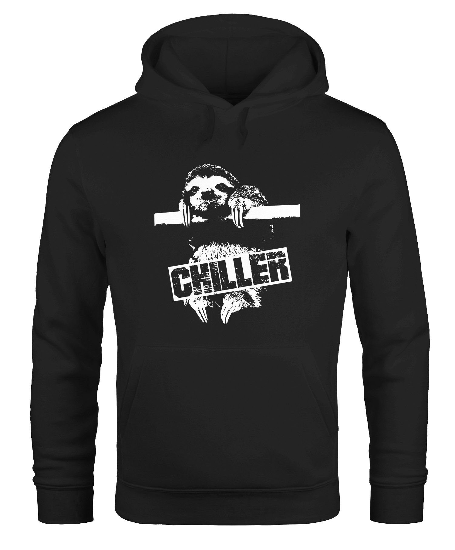 MoonWorks Hoodie Hoodie Herren Faultier Born Chiller Sloth Kapuzen-Pullover Moonworks® schwarz