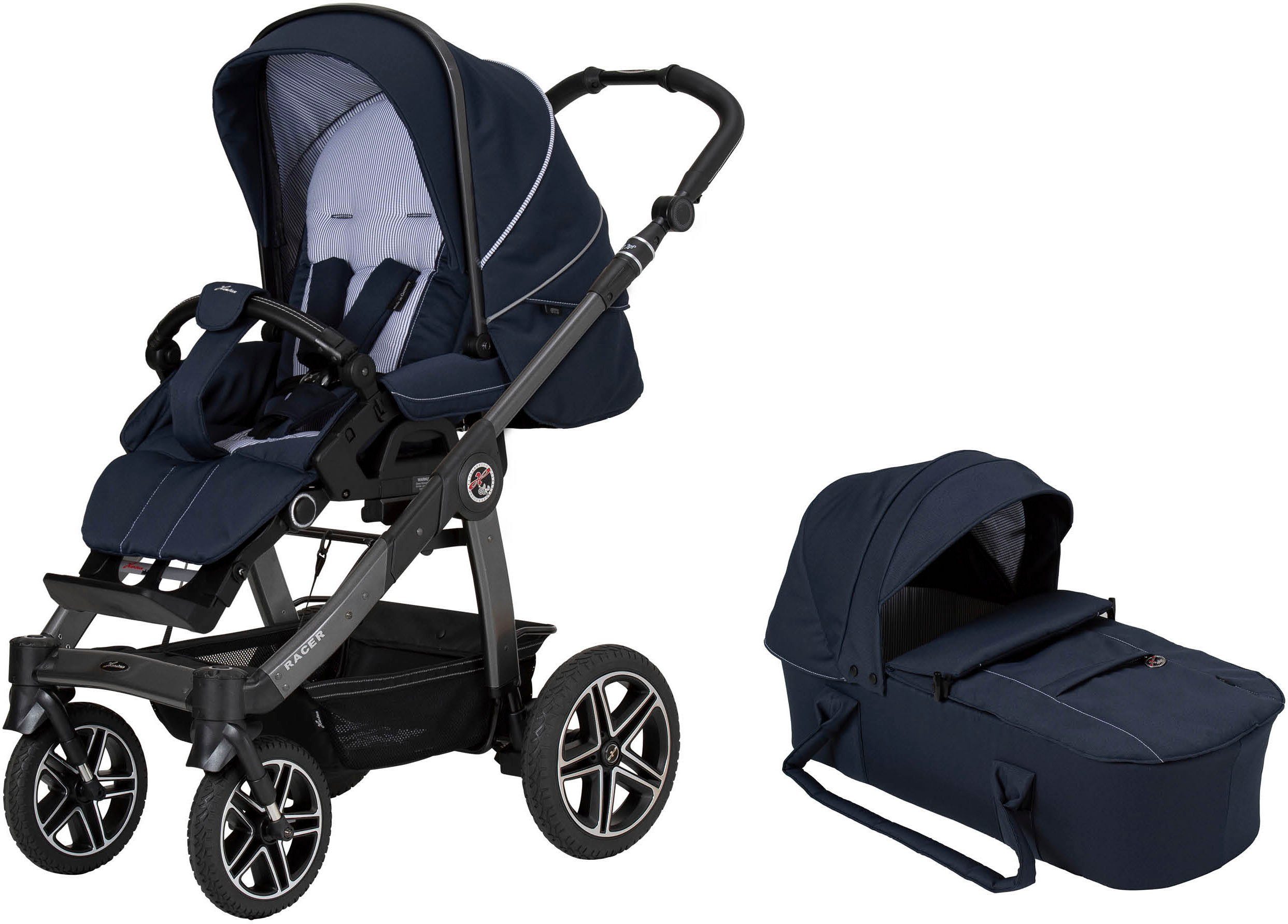 Hartan Kombi-Kinderwagen Racer GTS - Casual Collection, mit Kombitasche; Made in Germany navy stripes | platin