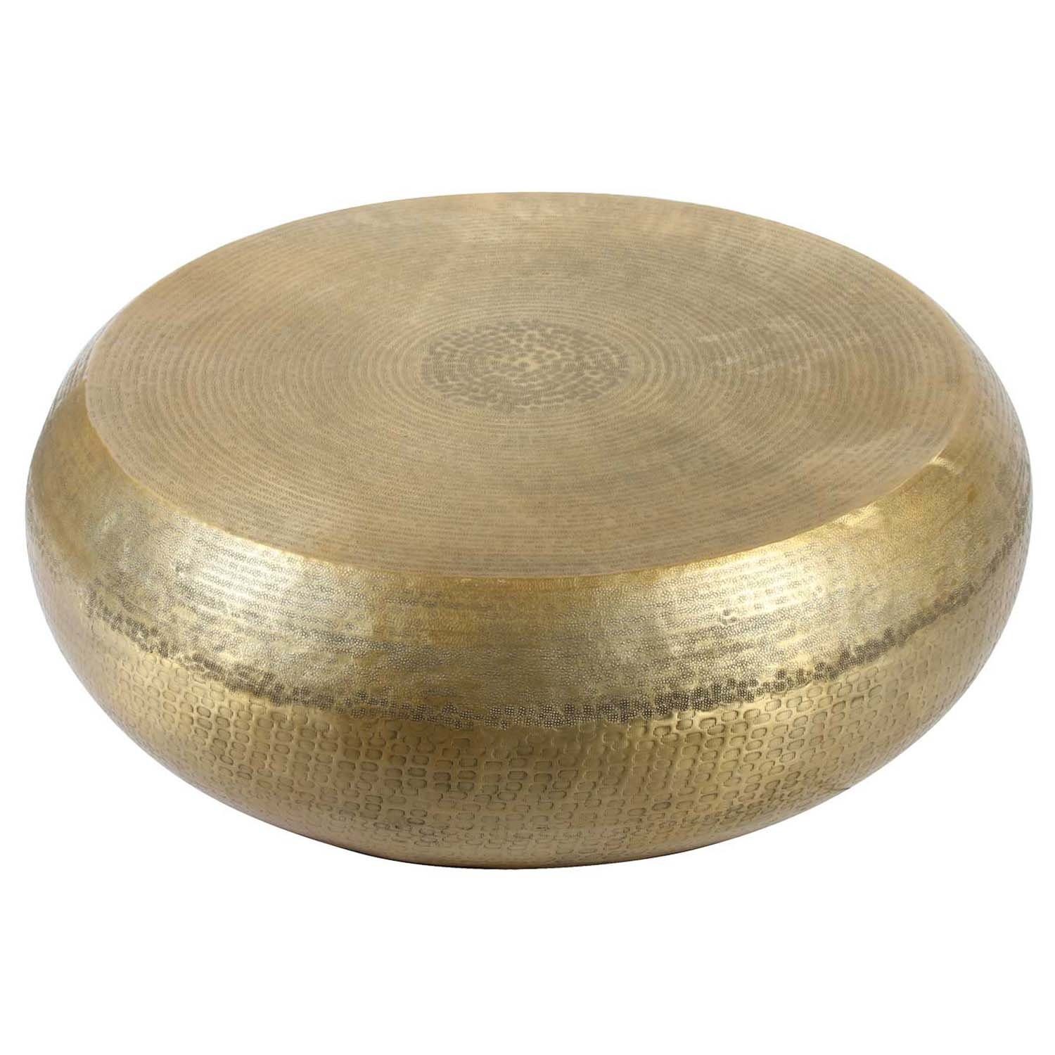Casa Moro Couchtisch Sofatisch Couchtisch Gold Tisch Aluminium (Boho Chic Lounge Wohnzimmer-Tisch, 1-St., 1 Tisch), Durchmesser ca. Ø 98 cm aus Aluminium gehämmert, TSV8020