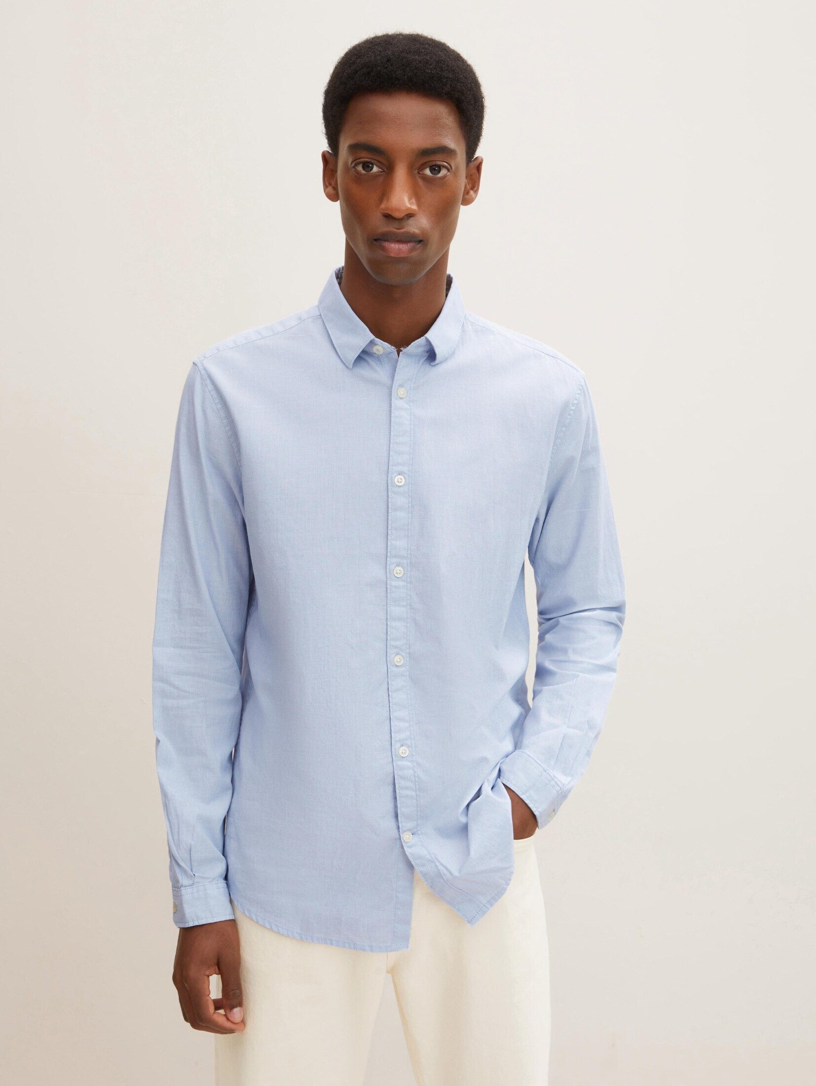 Langarmhemd Slim Fit Hemd aus Baumwolle