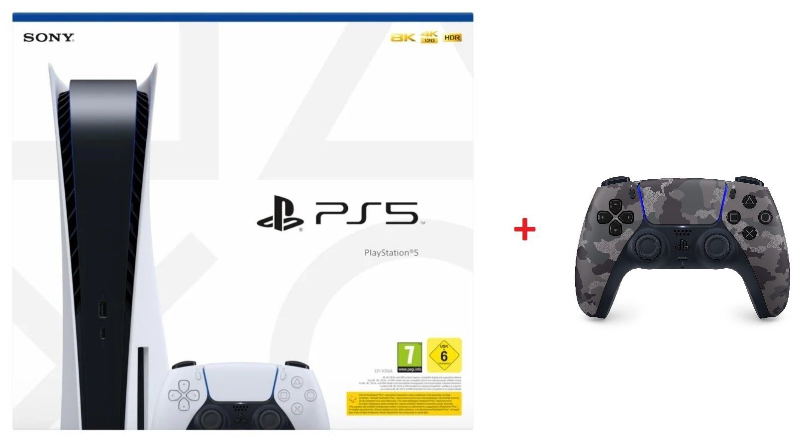 Playstation Playstation 5 Konsole Disk CD-Laufwerk Edition + 2 Controller, nach Wunschfarbe