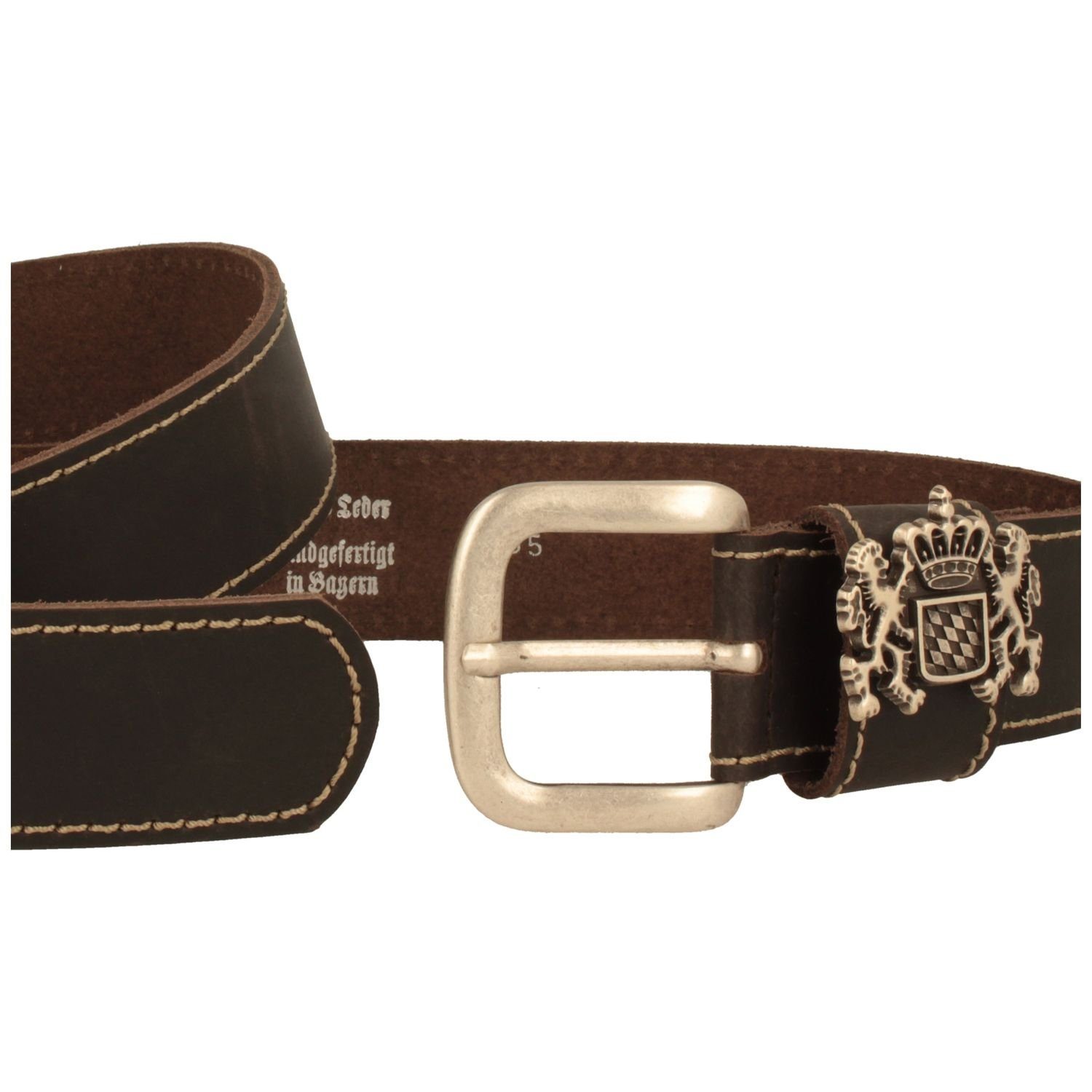 Breiter Ledergürtel Trachten mit kleinem Bayernwappen günstig online kaufen