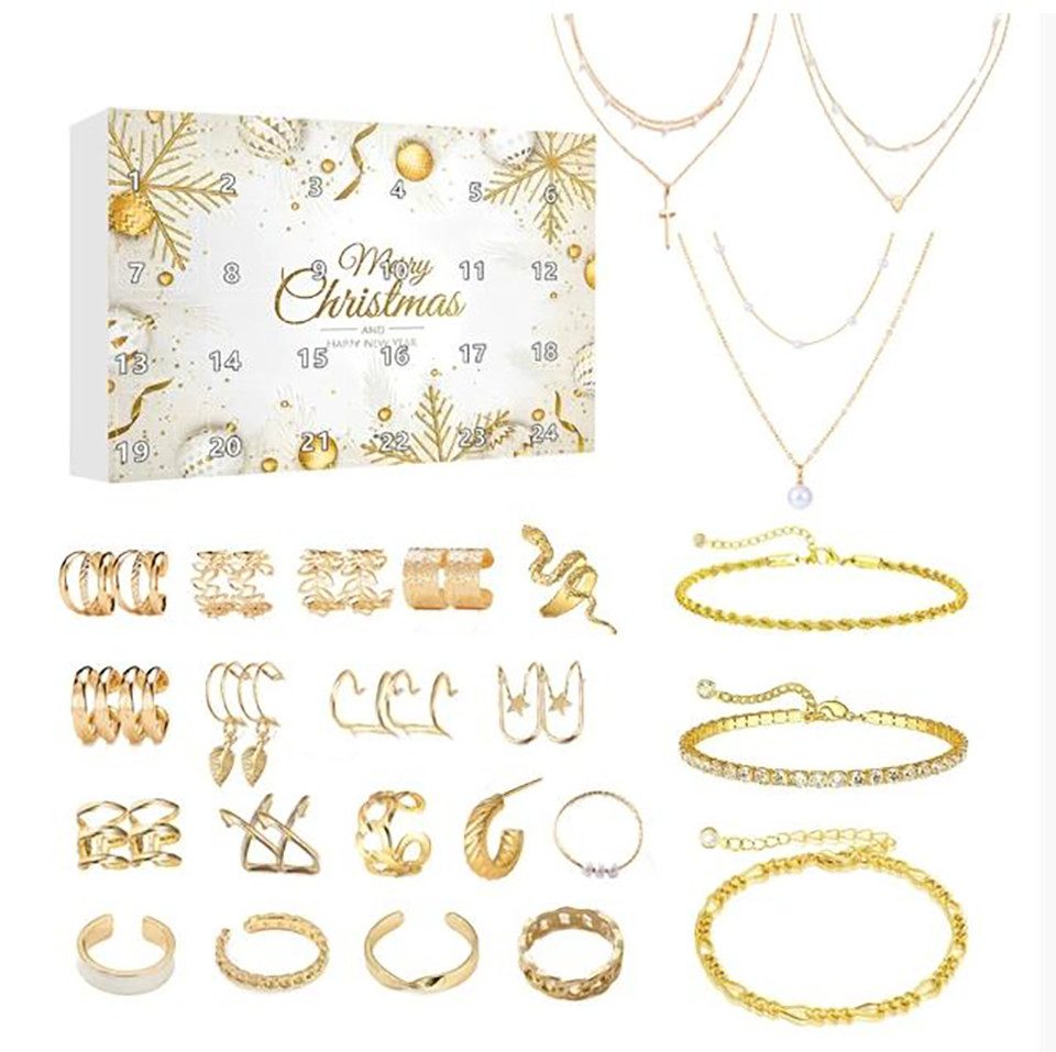 CLTYQ Schmuck-Adventskalender Schmuck-Adventskalender Weihnachtskalender Teenager Mädchen Kinder, DIY Adventskalender Inhalt Kinder Frauen Schmuck Armband