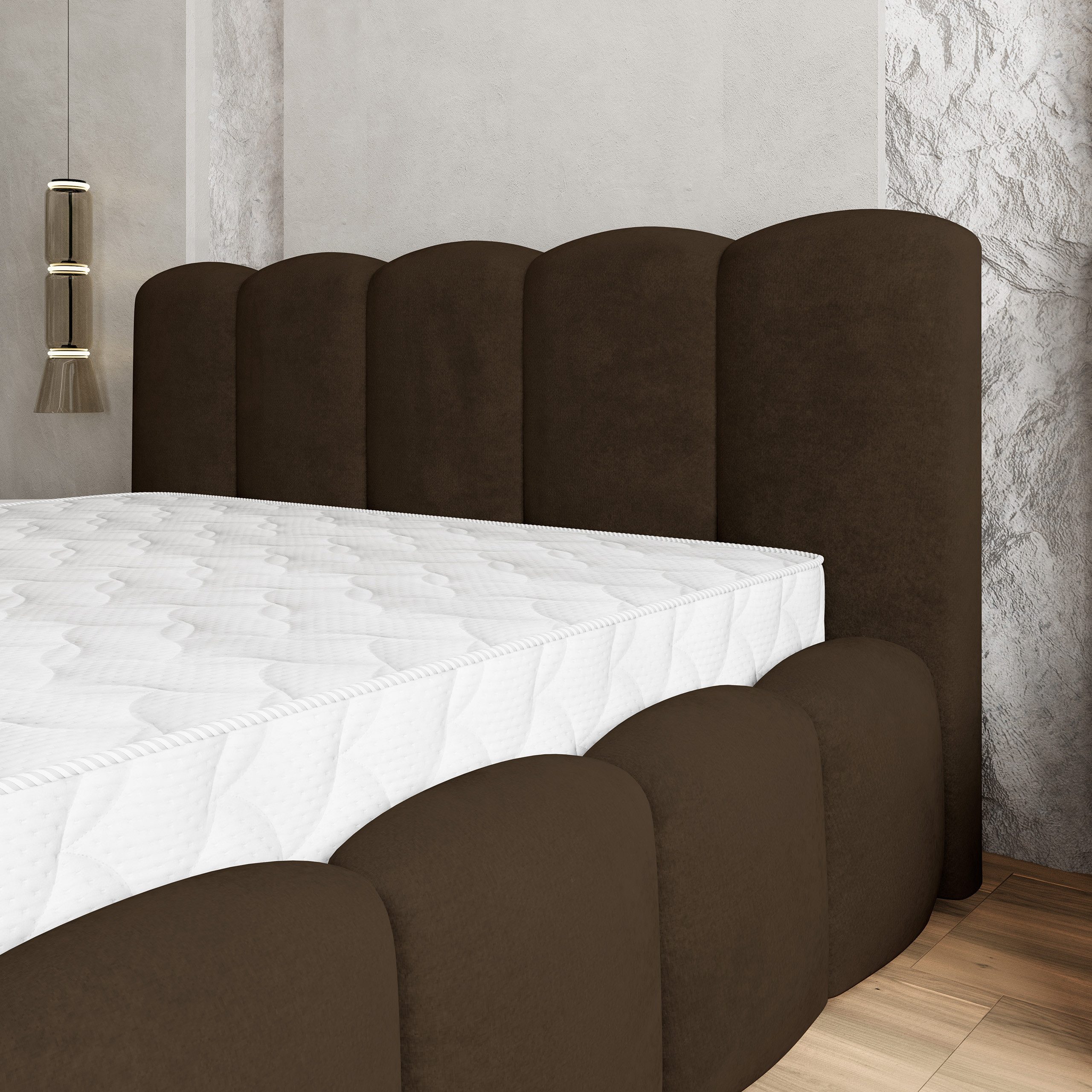 Masseno Polsterbett FALINA 160x200 cm braun (mit Bettkasten und Lattenrost)
