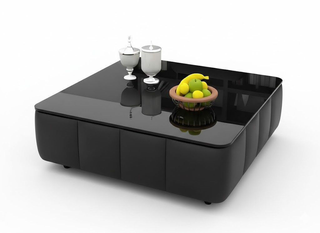 JVmoebel Couchtisch Design Glastisch Leder Couchtisch Wohnzimmertisch Sofort, Made in Europa