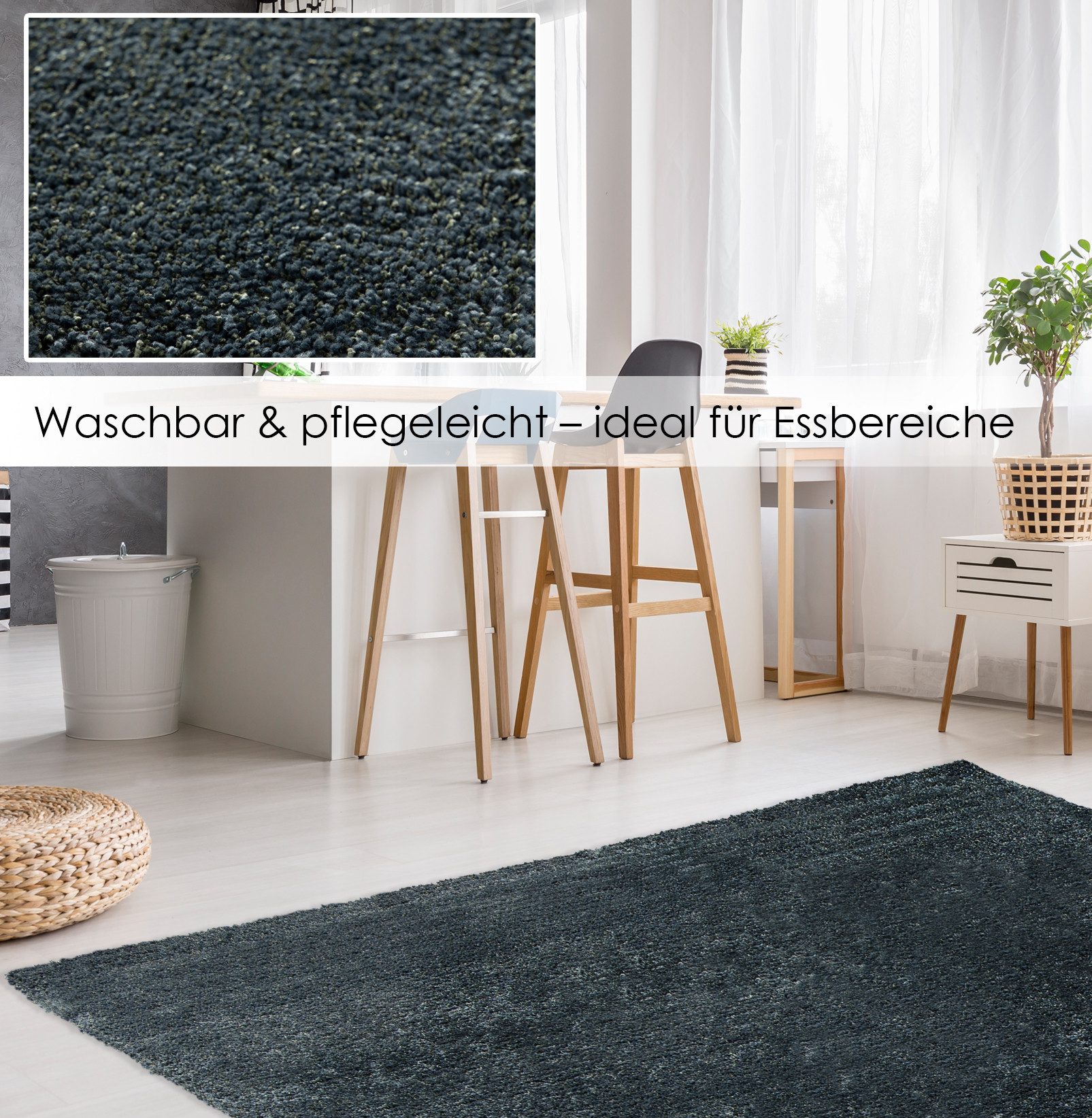 DomDeco Hochflor-Teppich LOOMA Teppich weich, waschbar, rutschfest, Teppich modern, Rechteckig, Gemütlich, flauschig, pflegeleicht