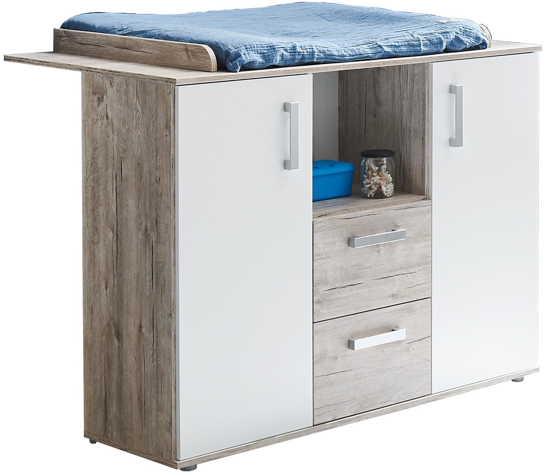 Arthur Berndt Bente Complete Baby Room Set (3-piece set: cot, wardrobe, changing table), Made in Germany; with cot, wardrobe and changing table