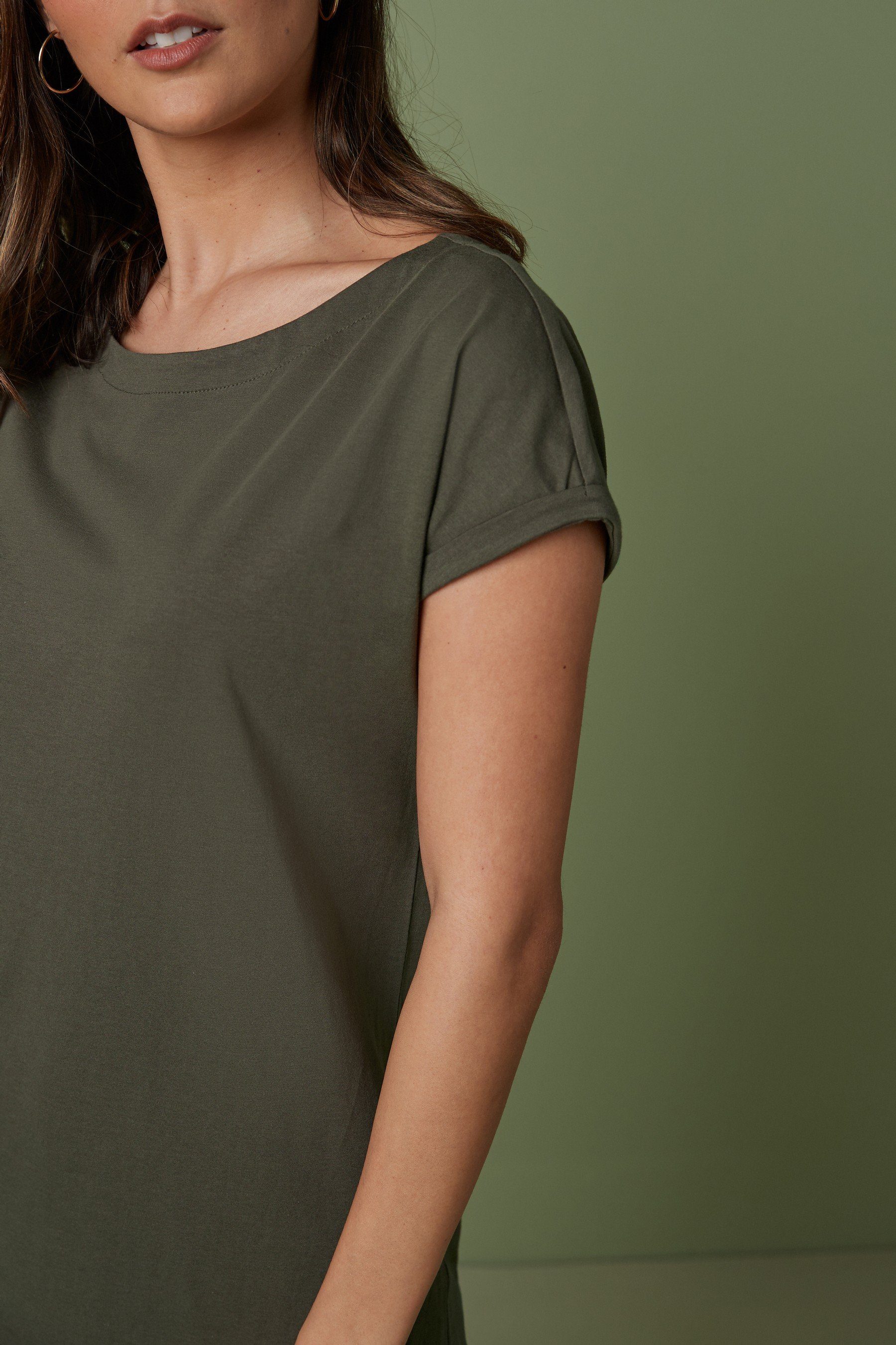Jerseykleid überschnittenen (1-tlg) mit Schultern, Next Tunikakleid Green Khaki