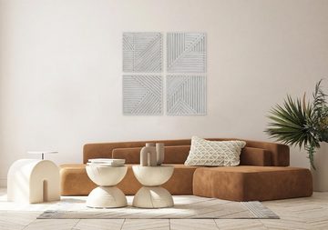 KUNSTLOFT Holzbild Musterhaftes Quartett 100x100 cm, handgefertiges Wandbild aus Holz