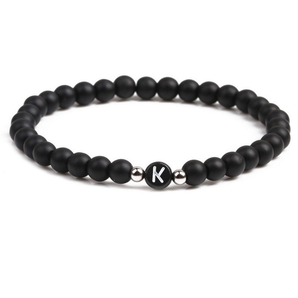 BUNGSA Armband Armband Buchstaben schwarze Perlen Unisex - K (1 Armband, 1-tlg), Bracelet Armschmuck