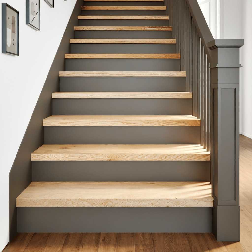 vidaXL Stufenmatte Treppenstufen 4 Stk. Unbehandelt 100x30x2 cm Massivholz Eiche, Rechteckig, Höhe: 2 mm