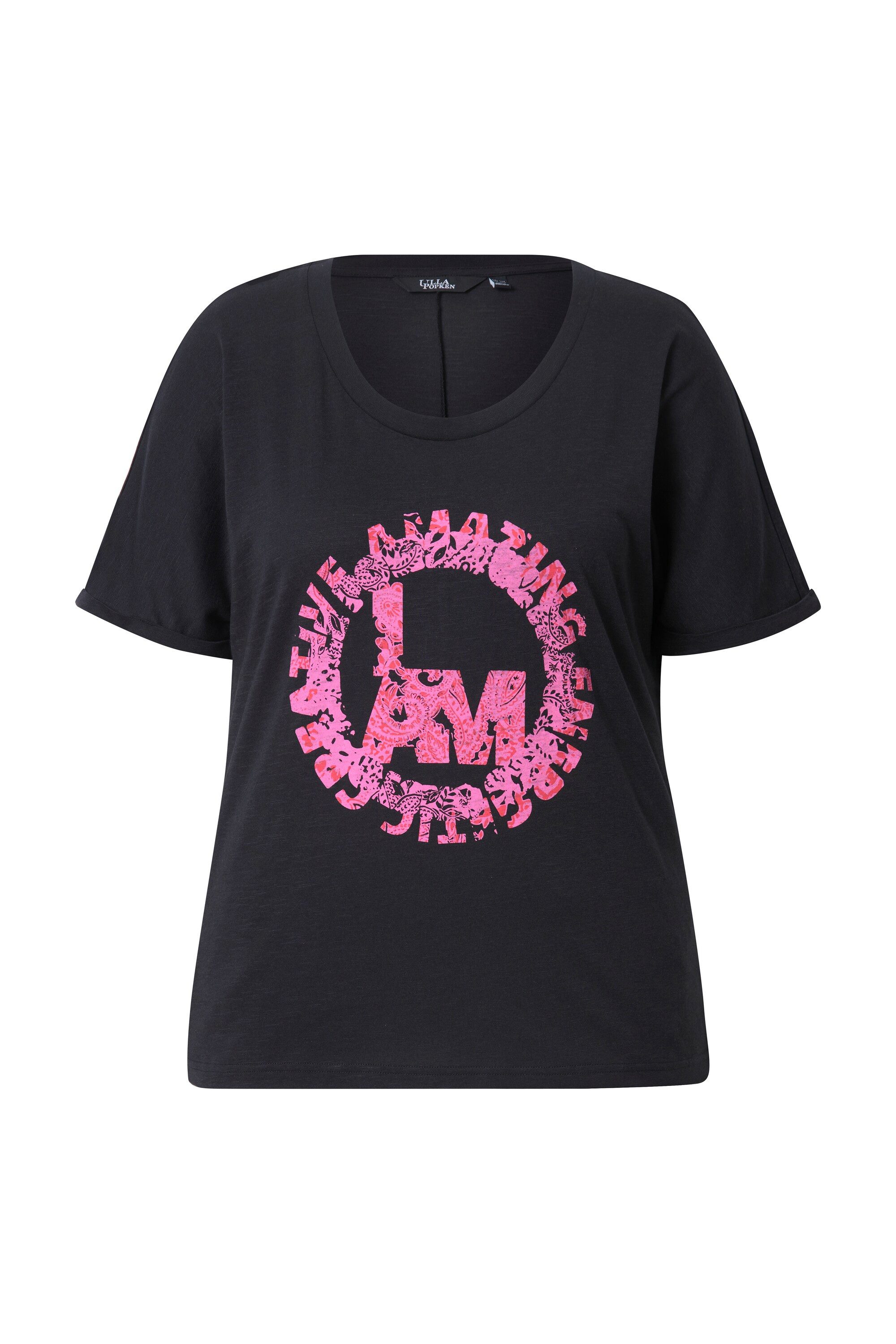 Ulla Popken T-Shirt T-Shirt runder Aufdruck günstig online kaufen