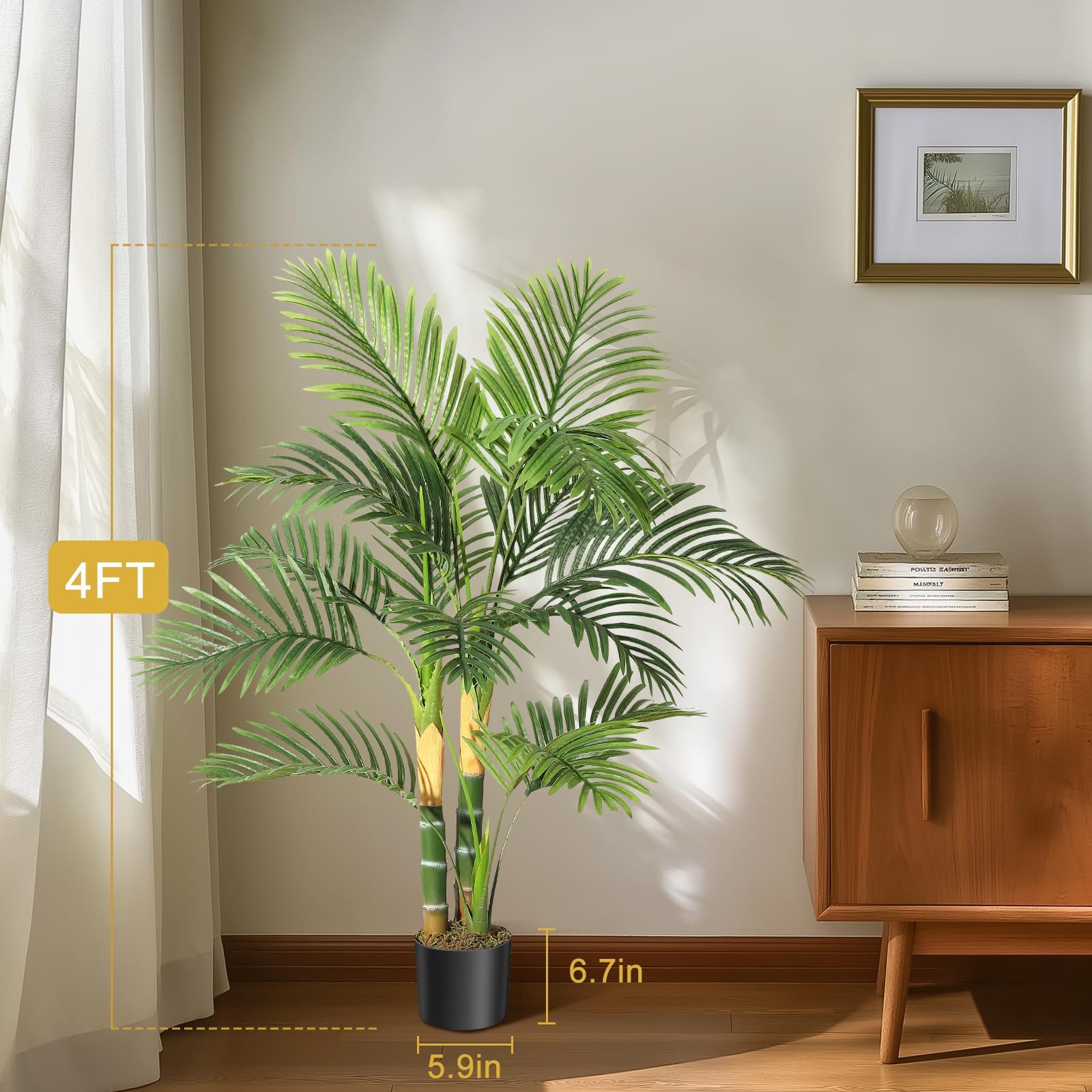 Kunstbaum 1/2er-Set Kunstpalme Künstliche Palme Kunstpflanzen 122/152cm, GarveeMore, Höhe 122 cm