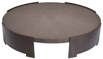 Casa Padrino Couchtisch Casa Padrino Luxus Couchtisch Grau / Bronze Ø 118,5 x H. 24,5 cm - Runder Wohnzimmertisch mit Massivholz Tischplatte - Wohnzimmer Möbel - Massivholz Möbel - Luxus Möbel - Luxus Einrichtung