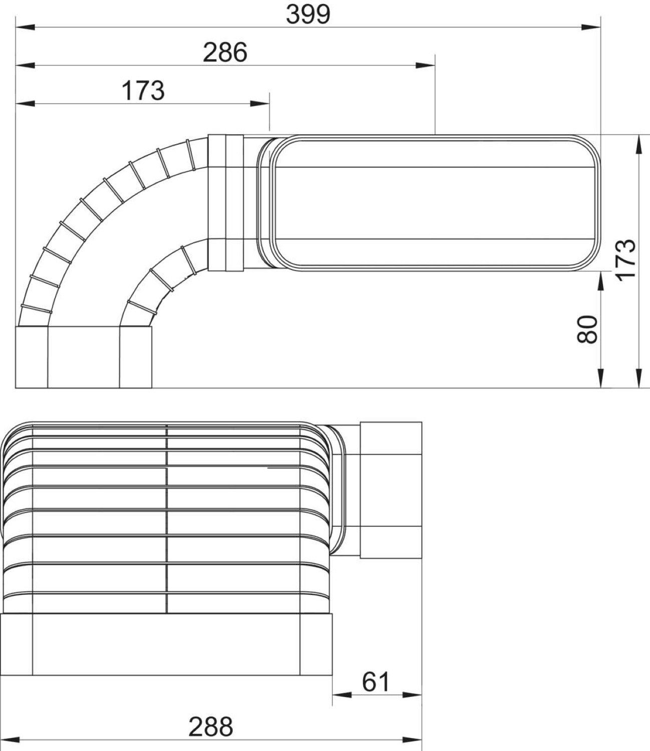 Naber Montagezubehör Dunstabzugshaube COMPIAR flow 150 Rohrset für Downdraft 4043074