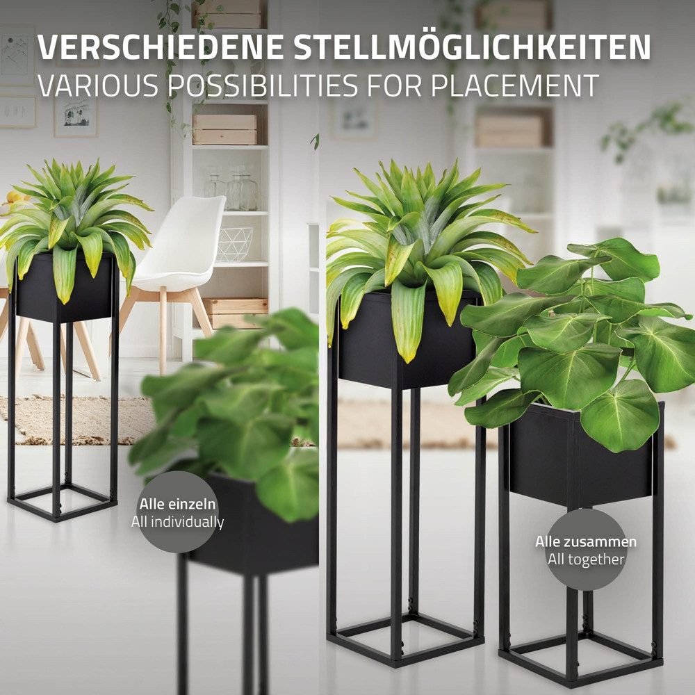 ML-DESIGN Blumenständer Pflanzenständer Set aus Metall Pflanztopf Deko Blumenhocker (2 St), Blumentopfständer Schwarz Wetterfeste und robuste Blumentopfhalter – Bild 4 von 5