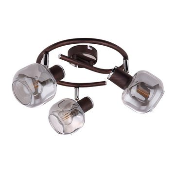 etc-shop Deckenspot, Leuchtmittel nicht inklusive, Decken Lampe Leuchte Beleuchtung Metall Bronze Chrom Glas Wohn Ess