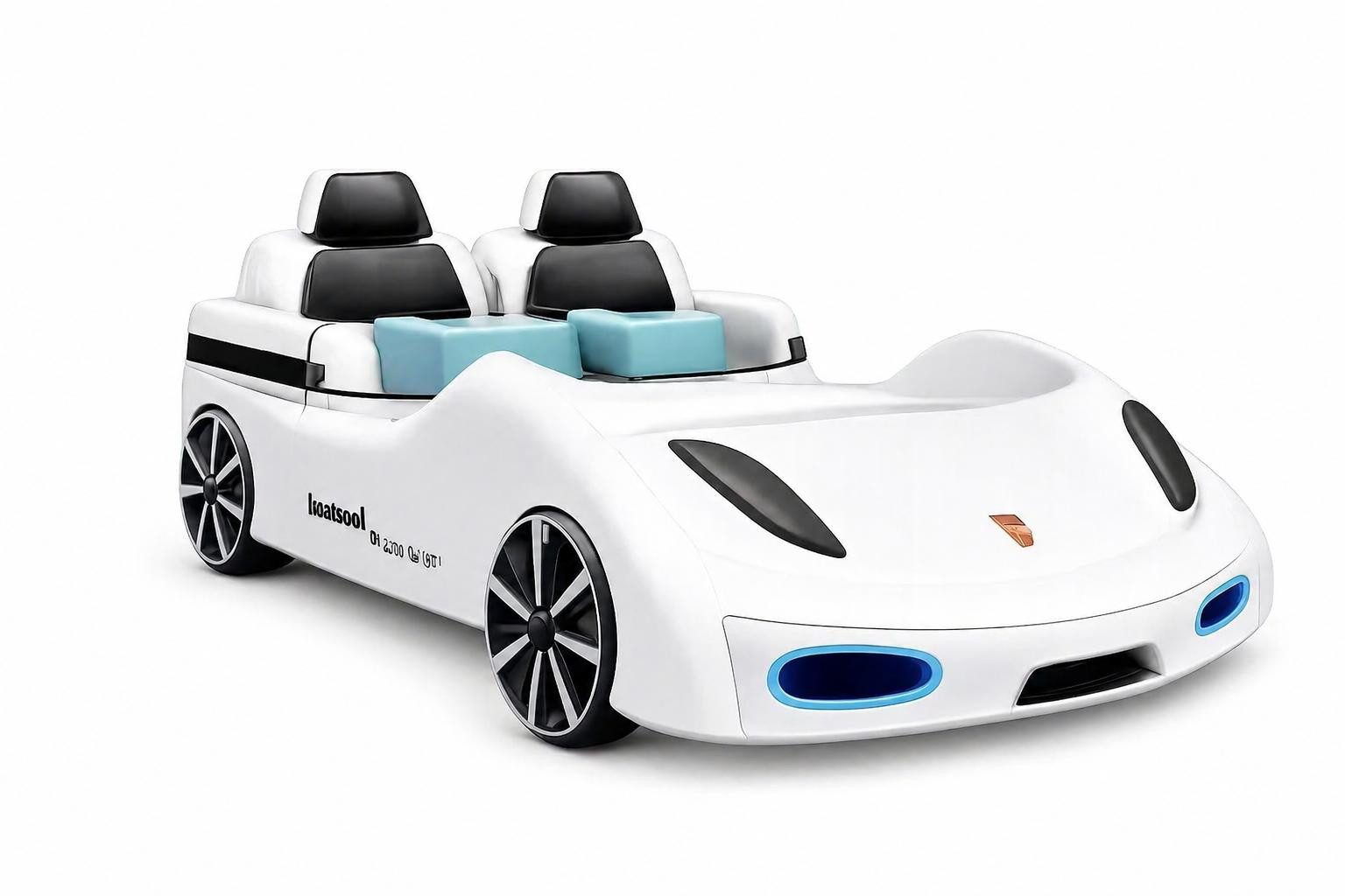 JVmoebel Autobett Weißes Kinderbett mit LED-Beleuchtung auf Rädern Auto-Bett, Made in Europa