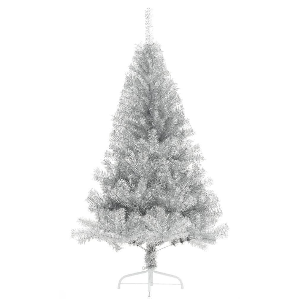Silber Halb-Weihnachtsbaum cm 120 mit vidaXL Künstlicher Ständer PET Künstlicher Weihnachtsbaum