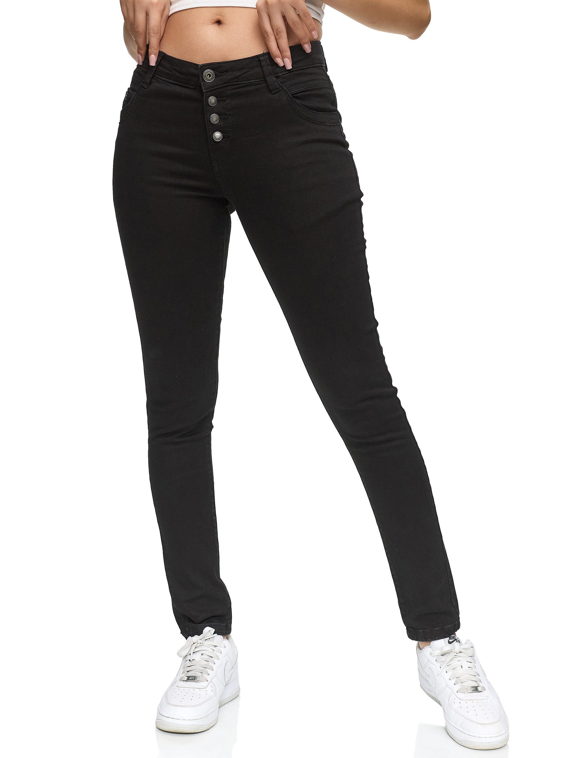 REPUBLIX Stretch-Jeans ISLA Damen Knopf Mid Waist Stretch Denim Jeans – Bild 2 von 5