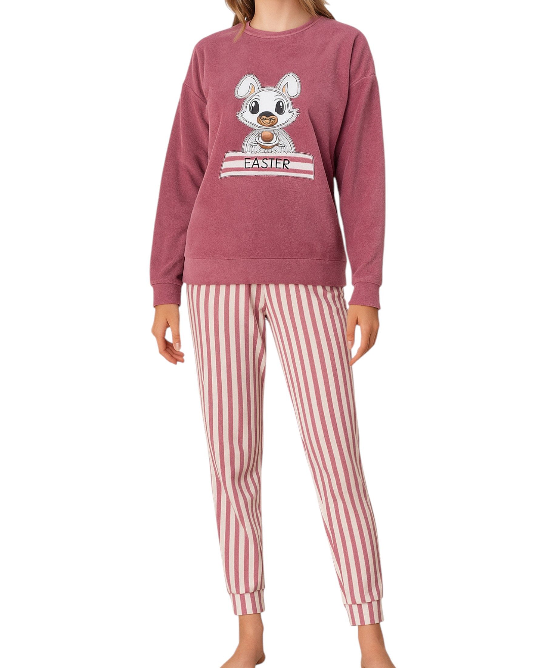 fashionshowcase Pyjama Damen Velours Schlafanzug Soft Samt rosa - Hausanzug günstig online kaufen