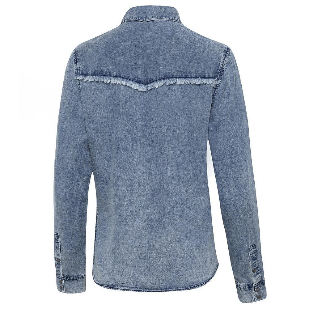 Stars & Stripes Langarmbluse Westernbluse Jeansbluse günstig online kaufen