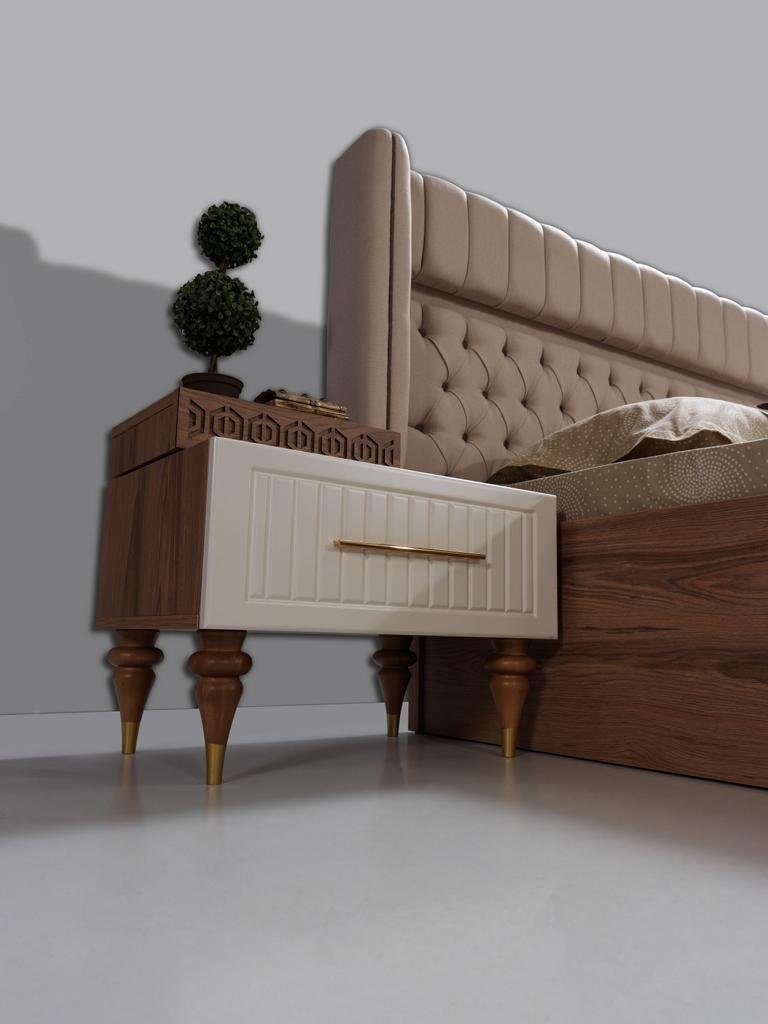 (Nur Luxus + Design Bett Schlafzimmer Chesterfield tlg Set, Schlafzimmer-Set in + 2x Schminktisch), Komplett Set 5 Bett Nachttische Made JVmoebel Europe Kleiderschrank +