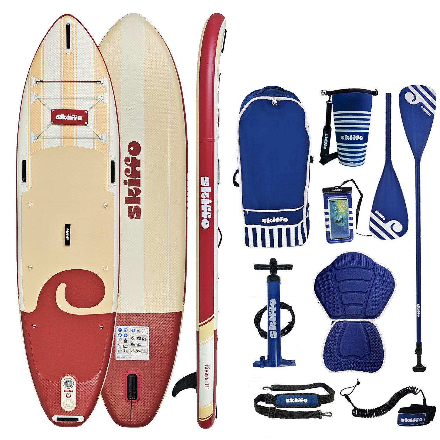 SUP-Board Skiffo Rivage Lava 11.0 SUP Board aufblasbar 2in1 Paddle Kajak Set