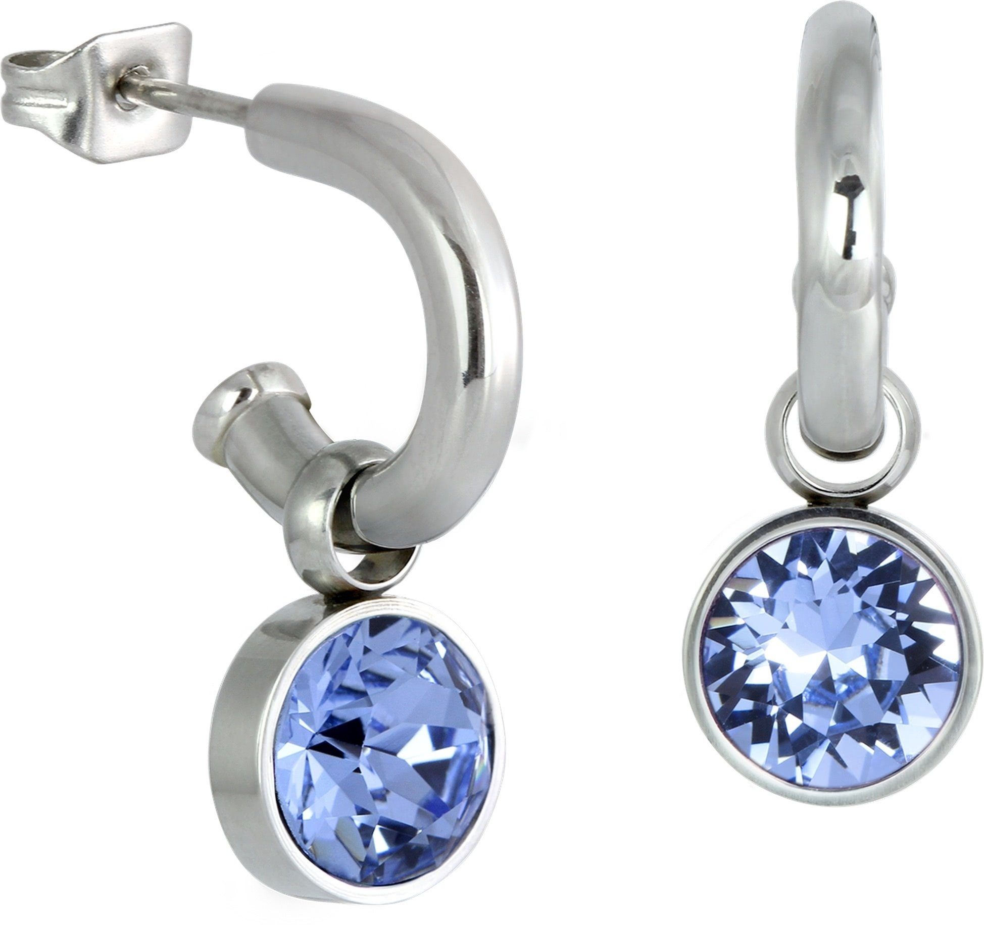 Amello Paar Creolen Amello Ohrringe Edelstahl Creolen hellblau (Creolen), Damen Creolen aus Edelstahl (Stainless Steel), silberfarben, hellblau