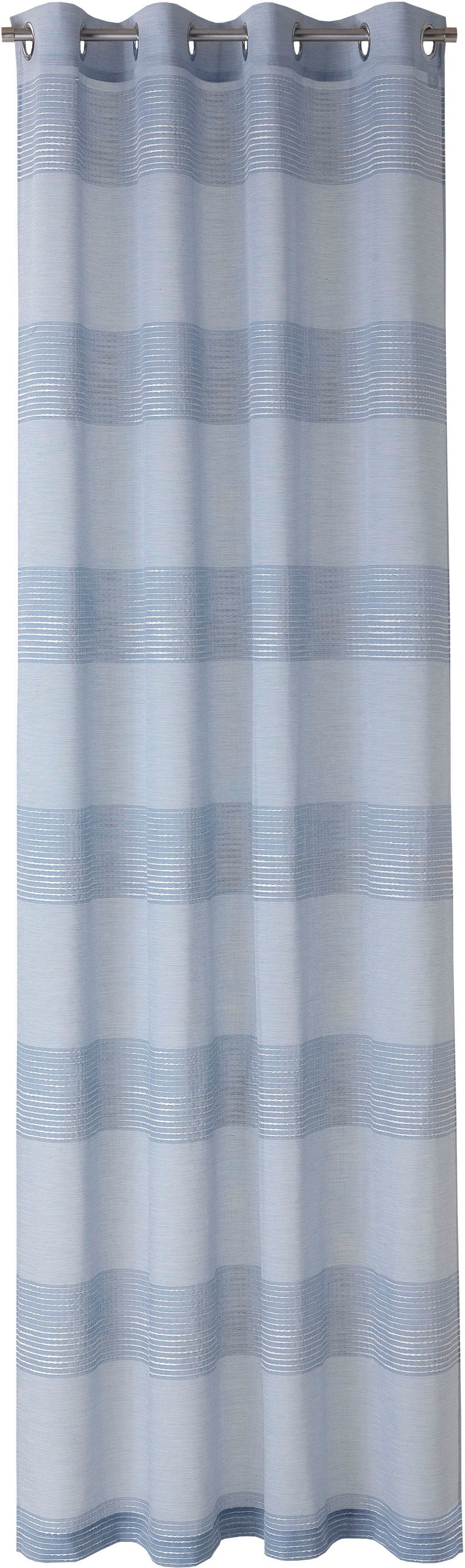 Ösen Vorhang halbtransparent, for Querstreifen mit St), you!, blau (1 Jacquard, Neutex Nepal, Naturoptik