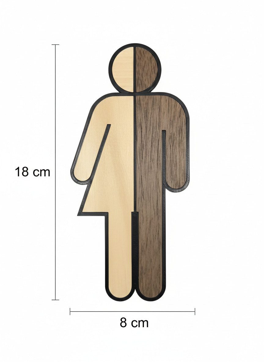 kikuo Hinweisschild WC Schild Unisex/Divers – Toilettenschild mit Holz Dekor