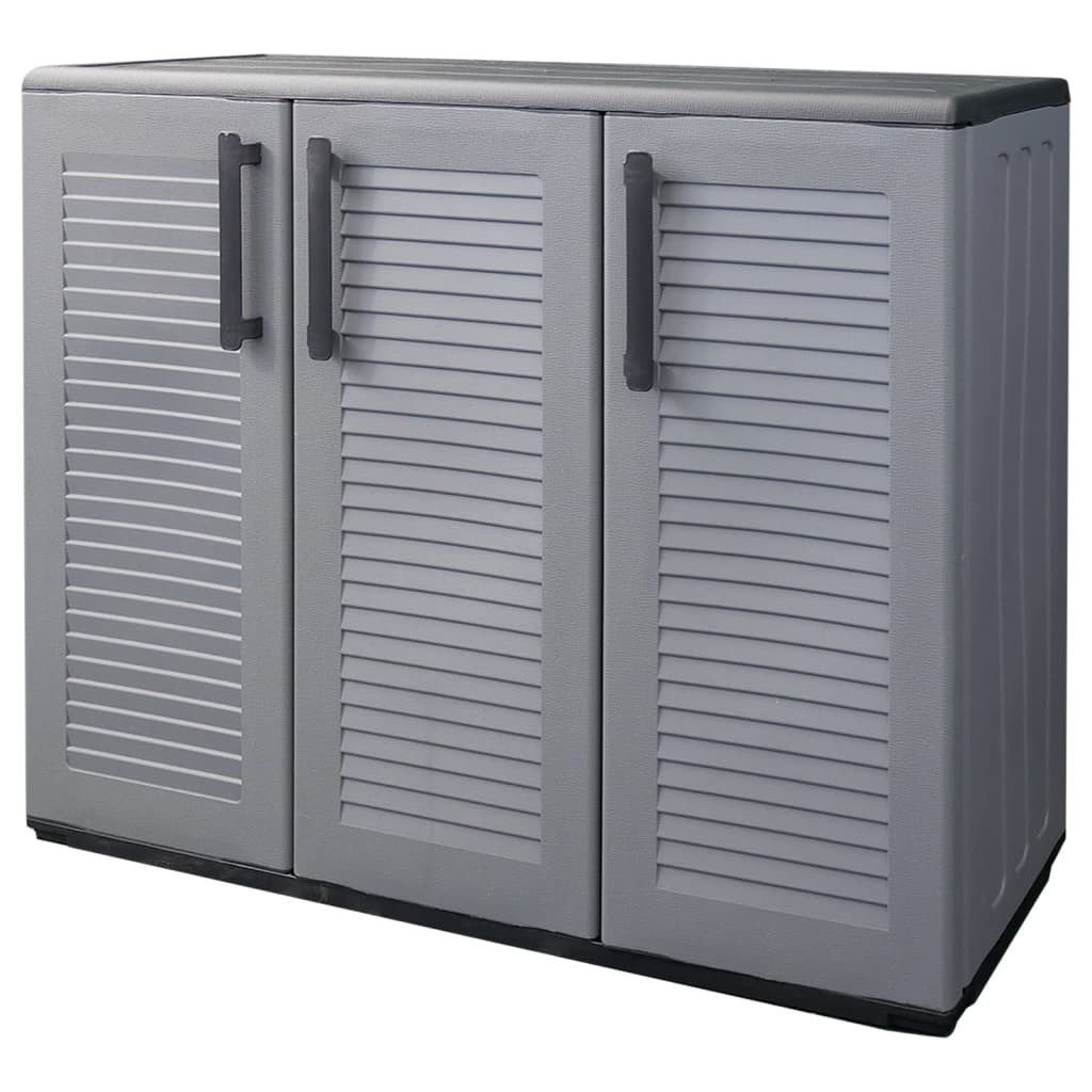 vidaXL Schranksystem Gartenschrank Grau und Schwarz 102x37x84 cm PP (1-St)