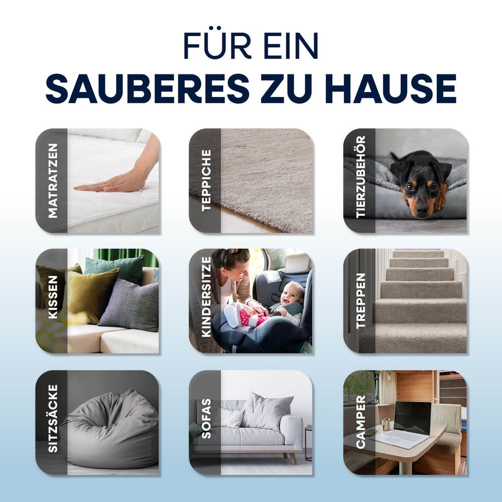 CLEANmaxx Teppichreinigungsgerät mit 2 Düsen 400 W, 400 W, beutellos, Flecken entfernen Doppeltank Nassreinigung sprühen bürsten saugen