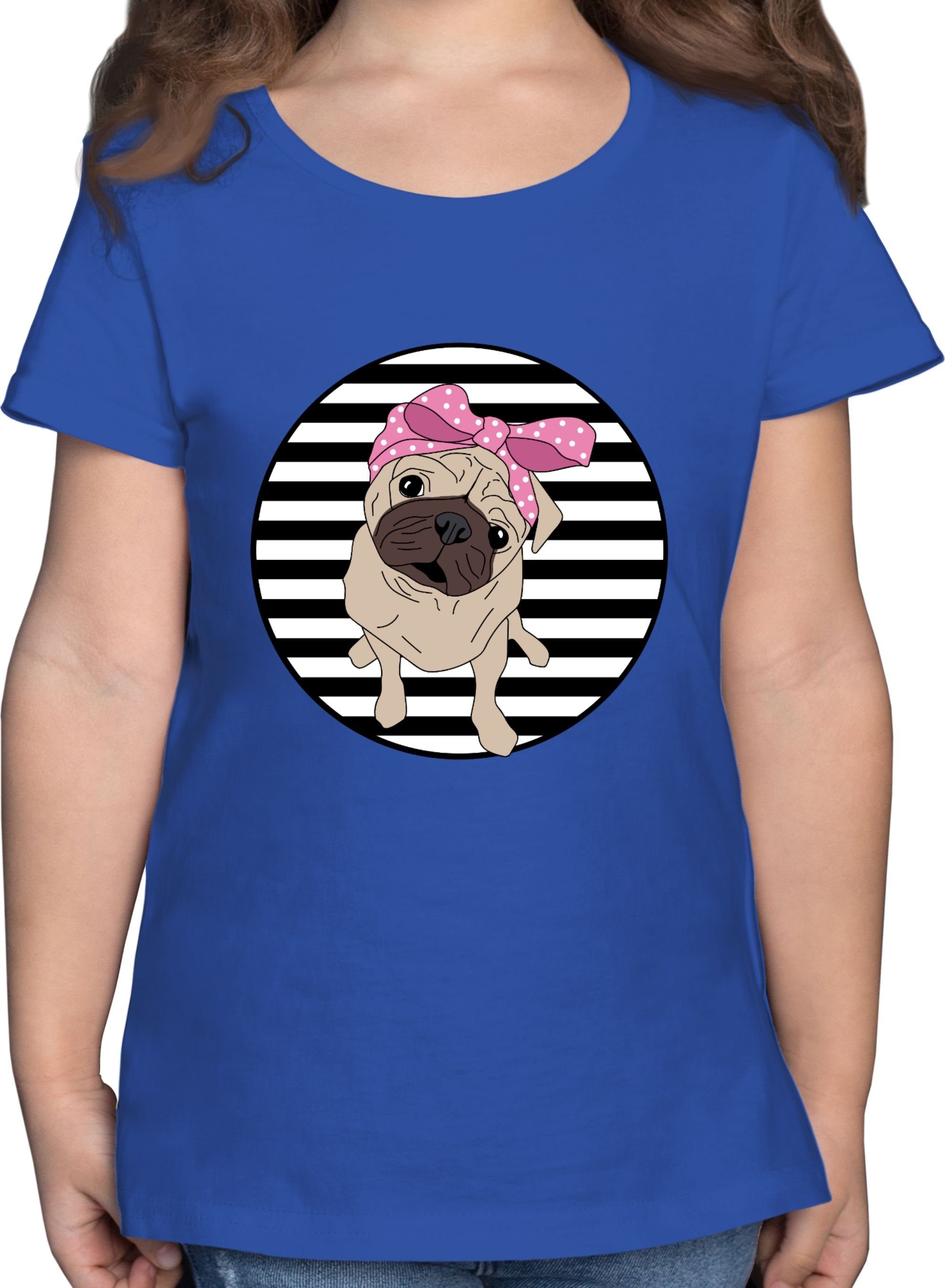 Shirtracer T-Shirt Hund mit Tuch - Dog Hundemotiv Hundesprüche Hundespruch Mops Hundelieb Tiermotiv Animal Print 2 Royalblau