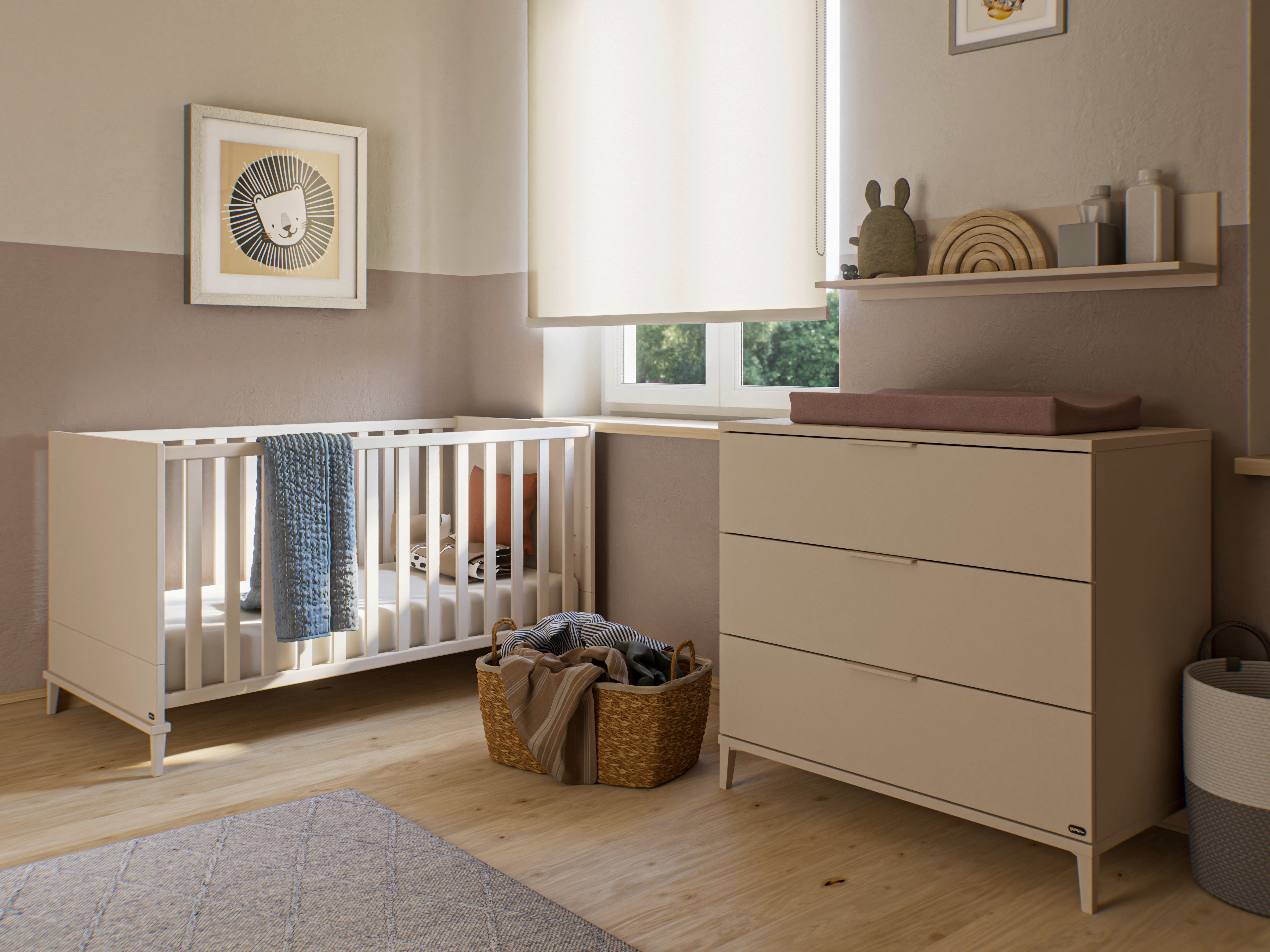 YUNY by PAIDI Wickelkommode SISTER LOU mit abnehmbarem Aufsatz und 3 Schubladen, Kommode in Beige, 95 cm Breite, geprüfte Sicherheit, Soft-Close – Bild 2 von 5