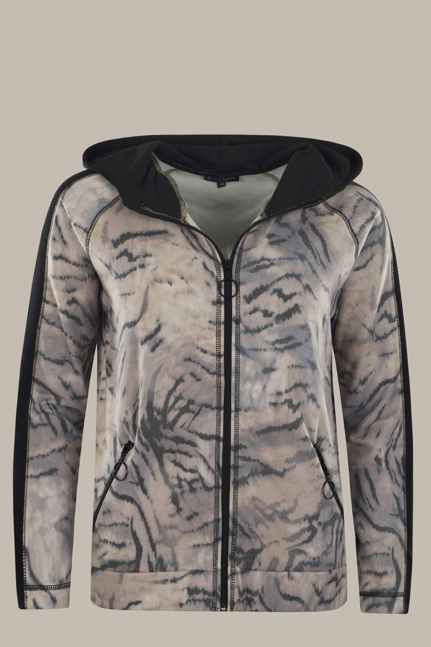 Hajo Kurzjacke Damen Sweatjacke bedruckt mit Kapuze "JOY OF Life Weekend" günstig online kaufen
