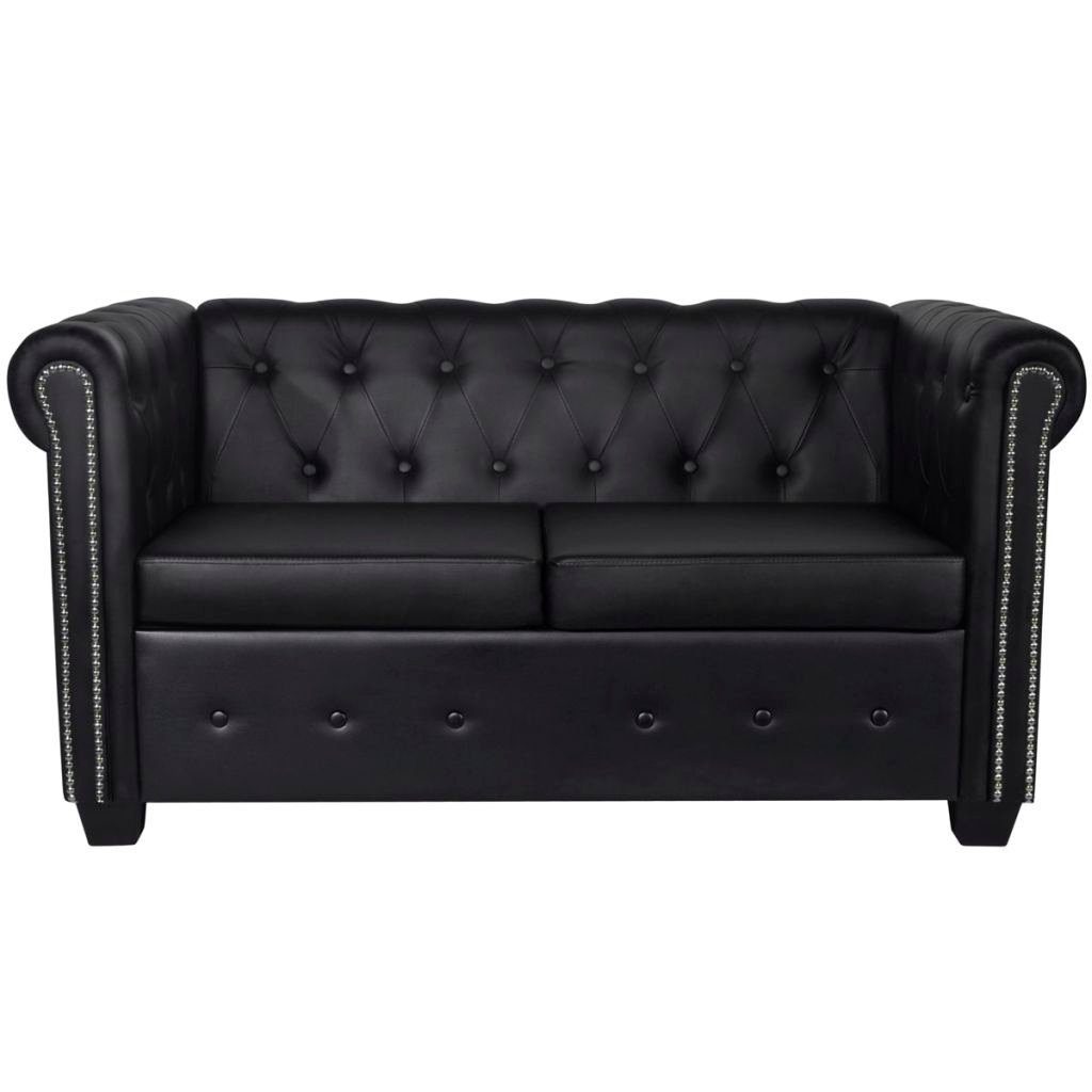 2-Sitzer Chesterfield und Sofa 3-Sitzer Schwarz vidaXL Sofa Kunstleder