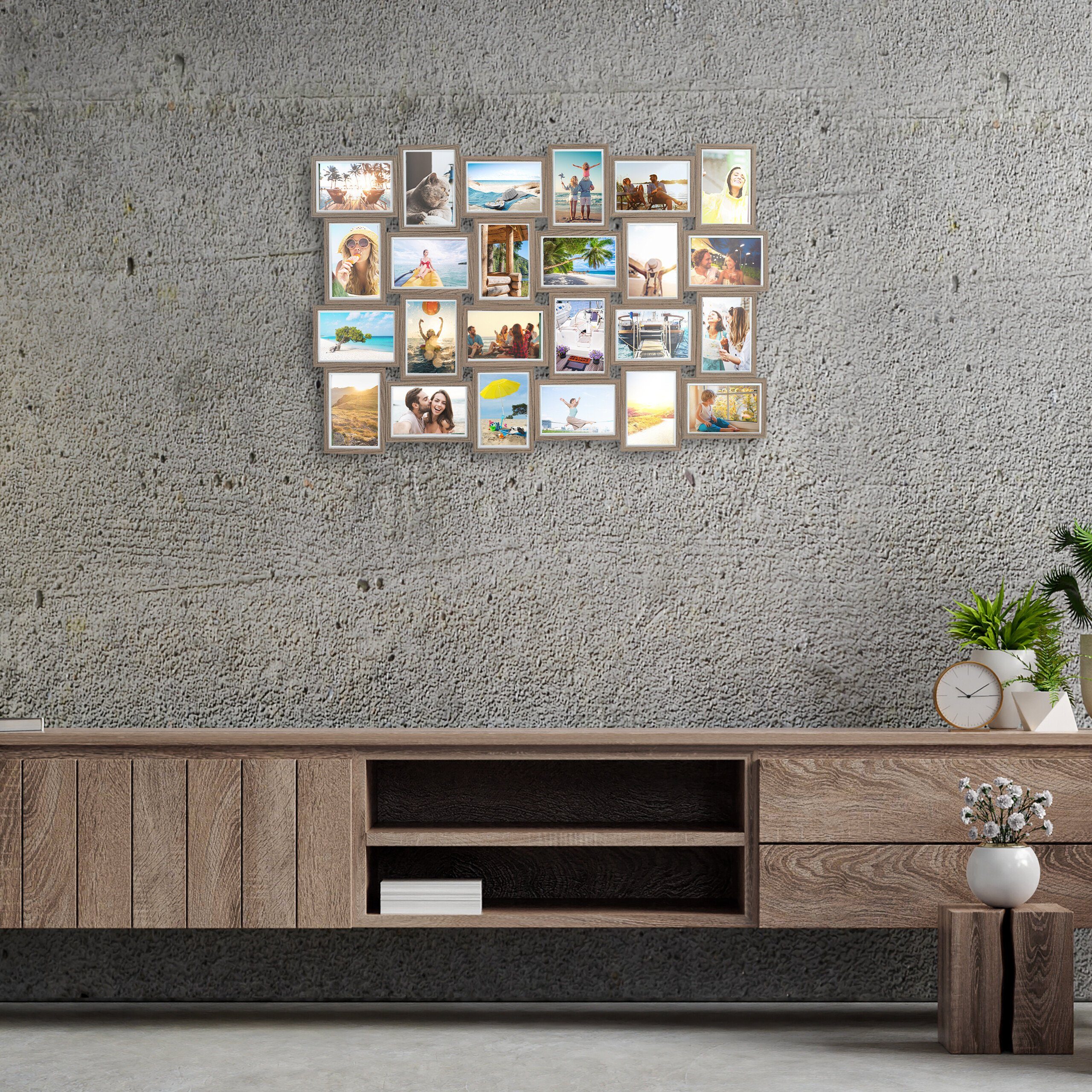 relaxdays Bilderrahmen Collage für 24 Bild, dunkelbraun günstig online kaufen