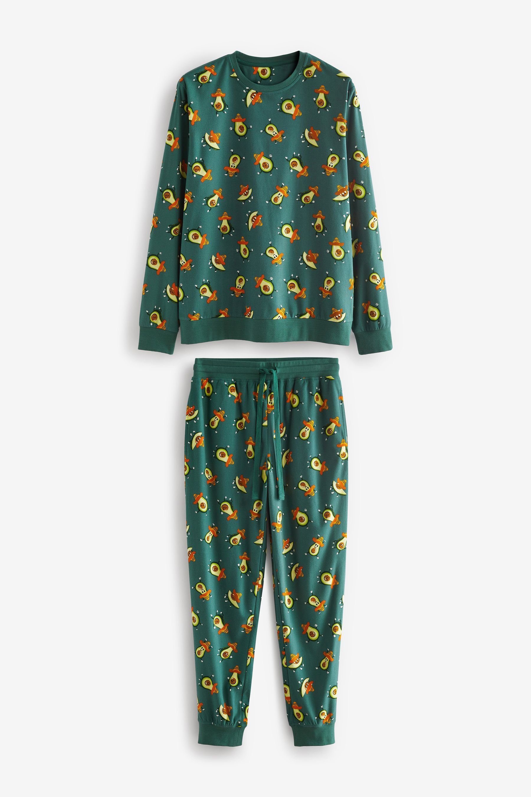 Next Pyjama Bequemer Motionflex Schlafanzug mit Bündchen (2 tlg) Green Avocado