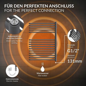 LuxeBath Elektrischer Badheizkörper Badheizkörper Designheizkörper Handtuchtrockner Handtuchwärmer, Anthrazit 500x800mm Heizstab 600W mit Thermostat Touchbedienung