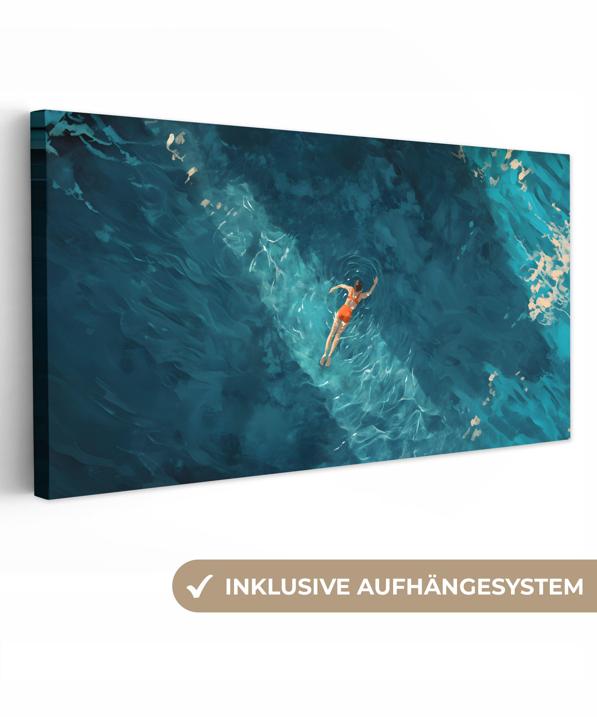 OneMillionCanvasses® Leinwandbild Panorama Frau - Wasser günstig online kaufen