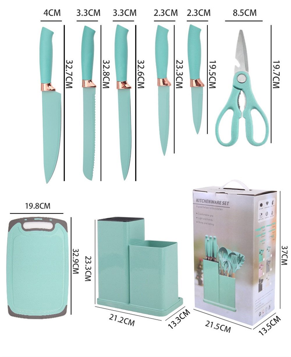 Fine Life Pro Kochbesteck-Set 19 -teiliges Silikon -Küchengeräteset, (hitzebeständig, antihaftend und mit einem), tragbarem Aufbewahrungssystem - ideal für Kochbegeisterte.